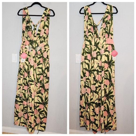 NWT Agua Bendita × Target Wideleg Botanical Sleeveless Jumpsuit size XL stretch - Picture 7 of 15